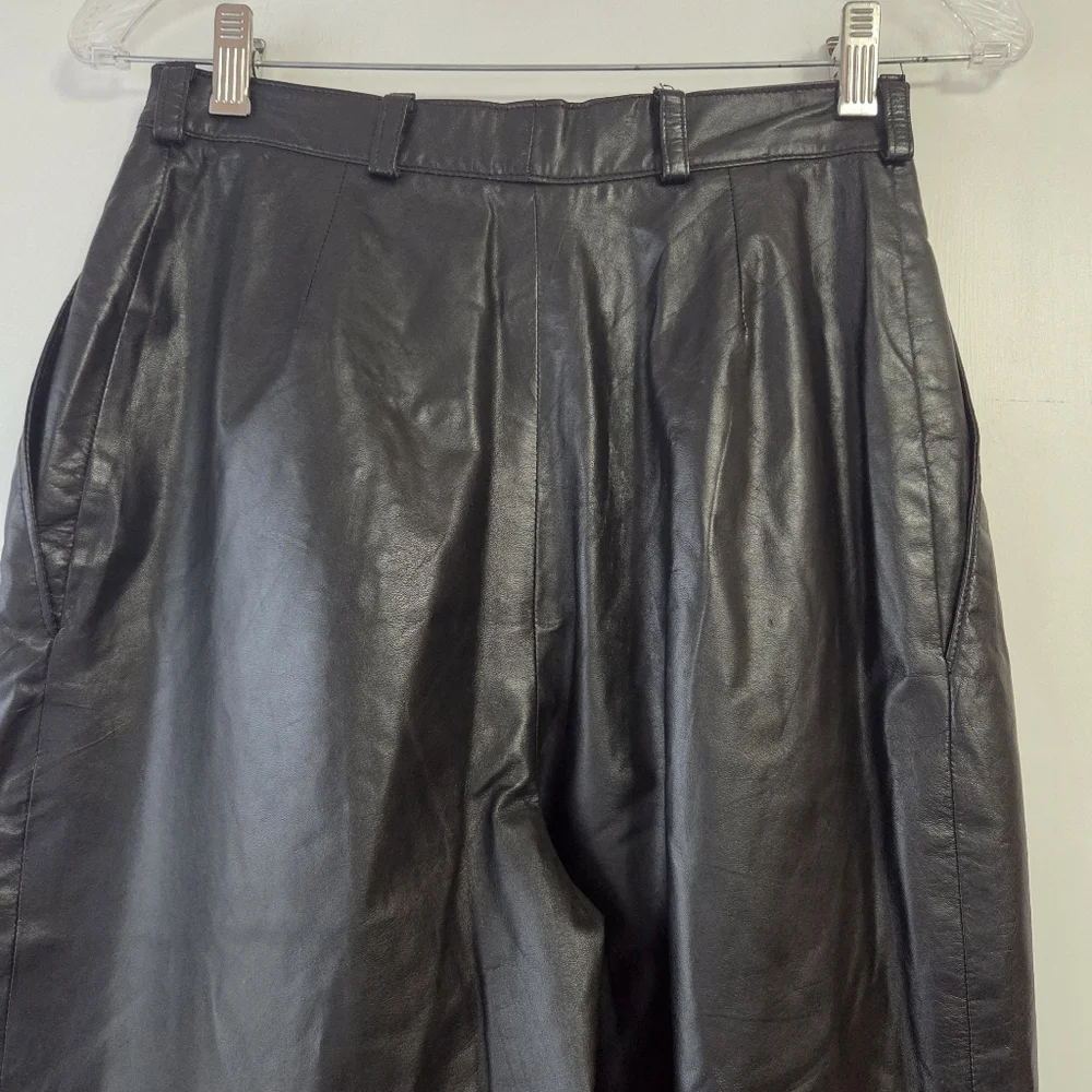 VAKKO Vintage Black Leather Pants Size 8 - Picture 4 of 6